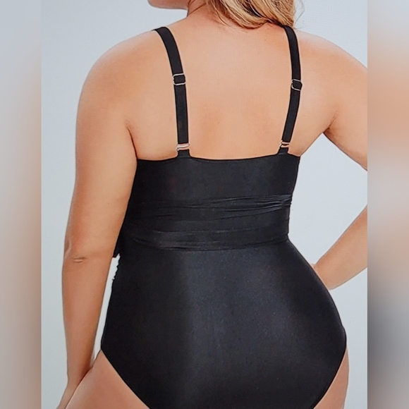 NWT Plus Size One Piece Padded Wrap Around  Open Cutout bathing suit swim - Picture 6 of 12